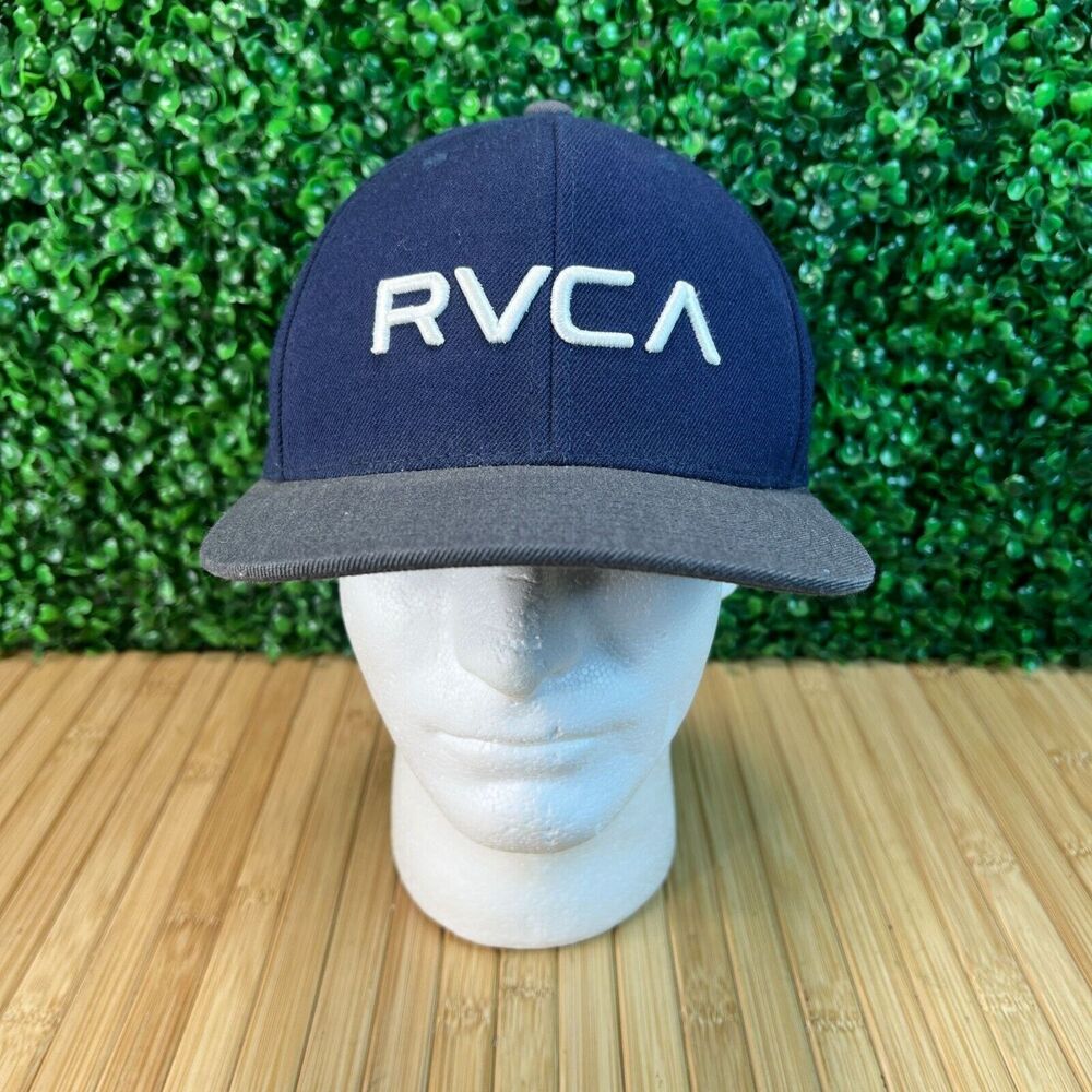 Mens RVCA VA Logo Deep Fit Snapback Mid Fit Trucker Hat Blue Gray Adult OS